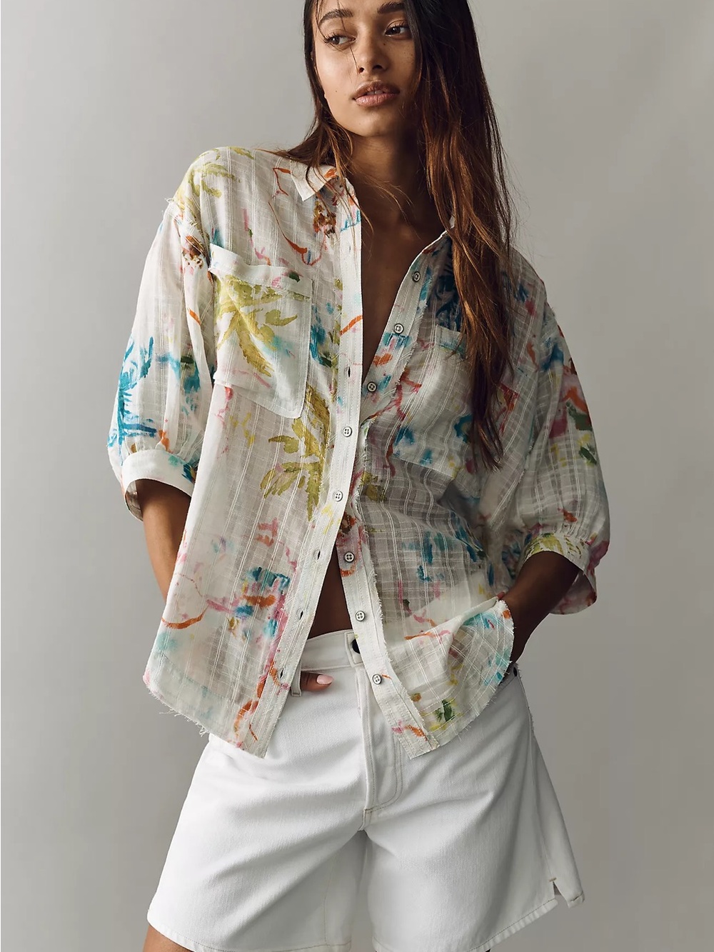Pilcro 100% Cotton Summer Buttondown Shirt Size S NWOT